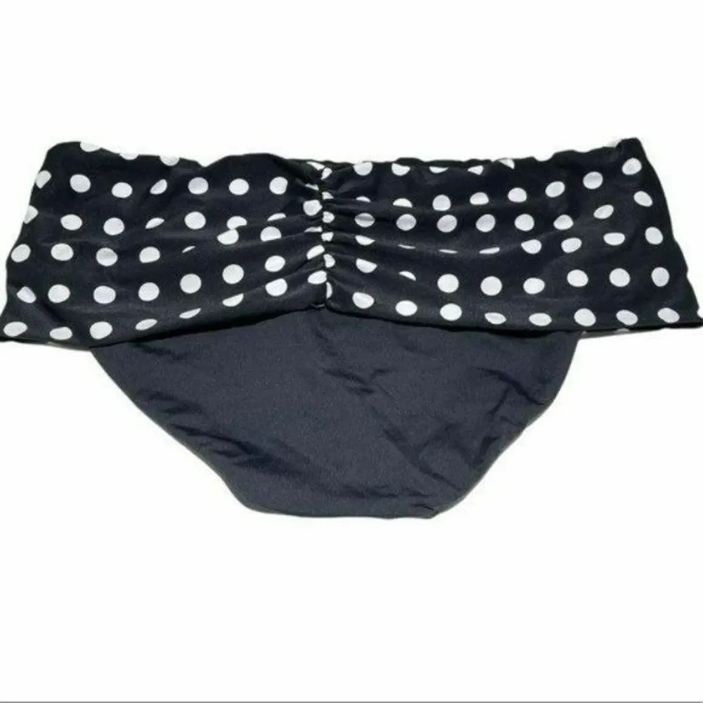 Coco Reef Polka Dot Rollover Bikini Bottom Black And White Swimwear Size S‎